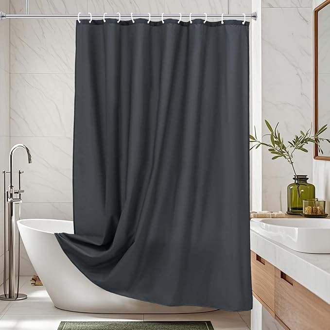 AooHome Fabric Shower Curtain Liner, Solid Hotel Shower Curtain, Water Repellent - Image 2