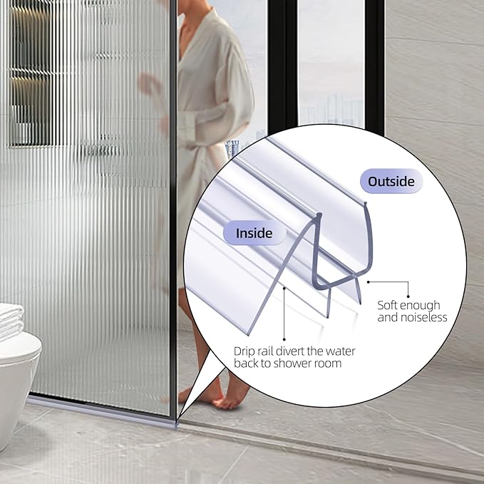 POZIA Shower Door Bottom Seal Frameless Glass Shower Door Seal Strip Clear - Image 5