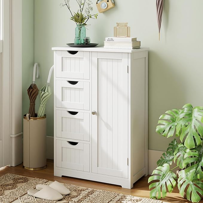 Tangkula Bathroom Floor Cabinet, Freestanding Storage Cabinet - Image 5
