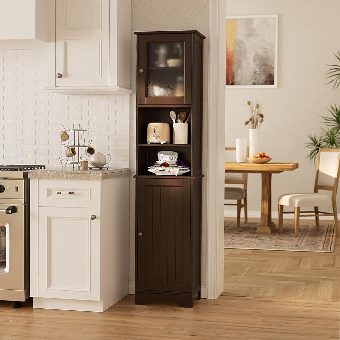 Gizoon Tall Bathroom Storage Tower, Freestanding Linen Cabinet - Image 7