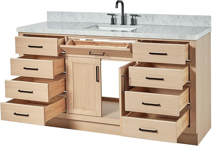 ARIEL Hepburn 67" Inch Oak Single Bathroom Vanity - Image 6