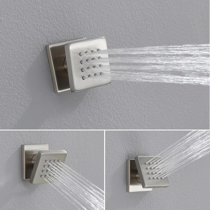 Iriber Brushed Nickel Square Rain Shower System - Image 5