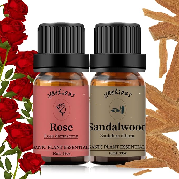 yethious Rose Sandalwood Essential Oil Set 100% Pure Aromatherapy Oils Kit by yethious