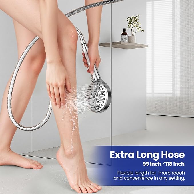 JOMOO 118-Inch Extra Long Shower Hose, Stainless Steel Handheld Showerhead Hose - Image 7