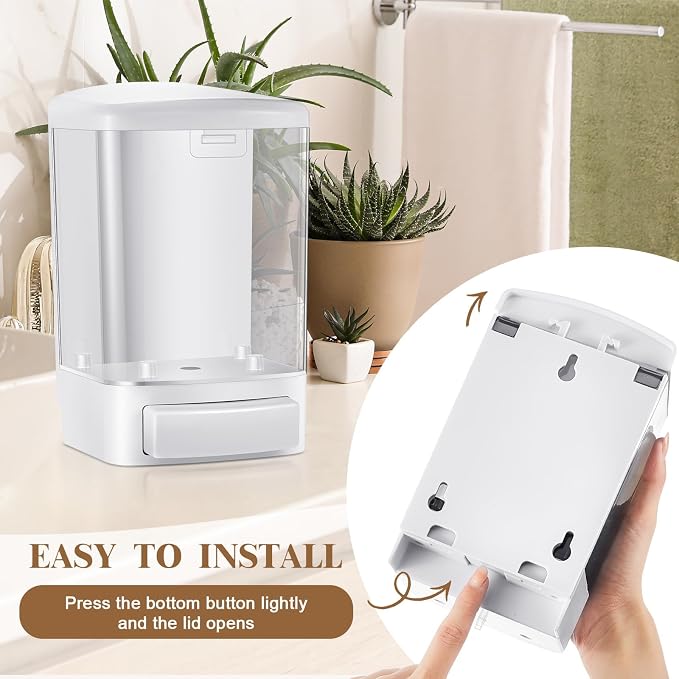 Hushee 4 Pcs Plastic Wall Mounted Soap Dispenser Commercial Manual Soap - Image 3