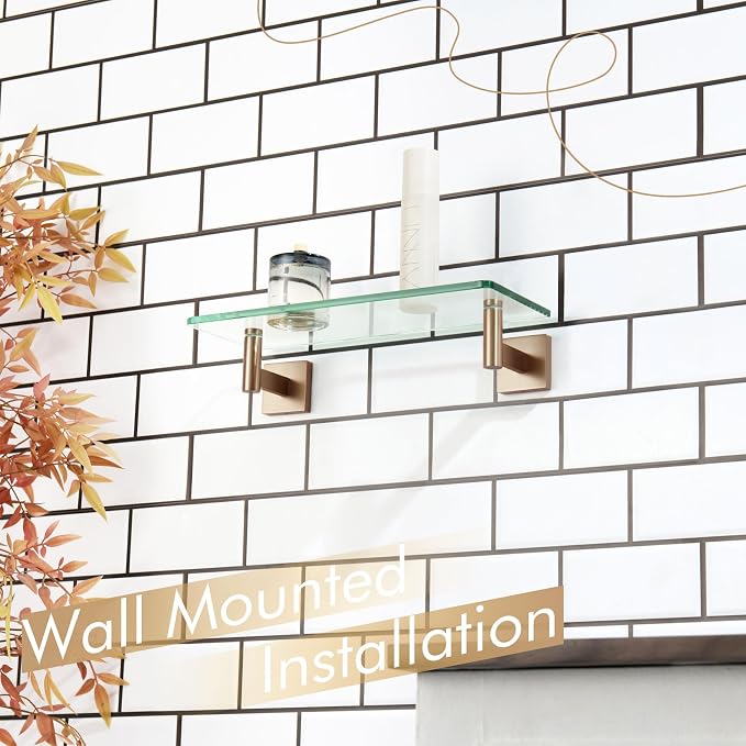 KOKOSIRI Wall Shelves Bathroom Hardware Glass Floating Shelf 12-Inch - Image 2