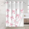 Cute Pink Bow No Hook Shower Curtain Set by Mightree