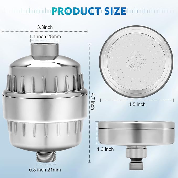 Filtered Shower Head Set, 5 Replaceable 20+3 Stage Shower Filter - Image 4