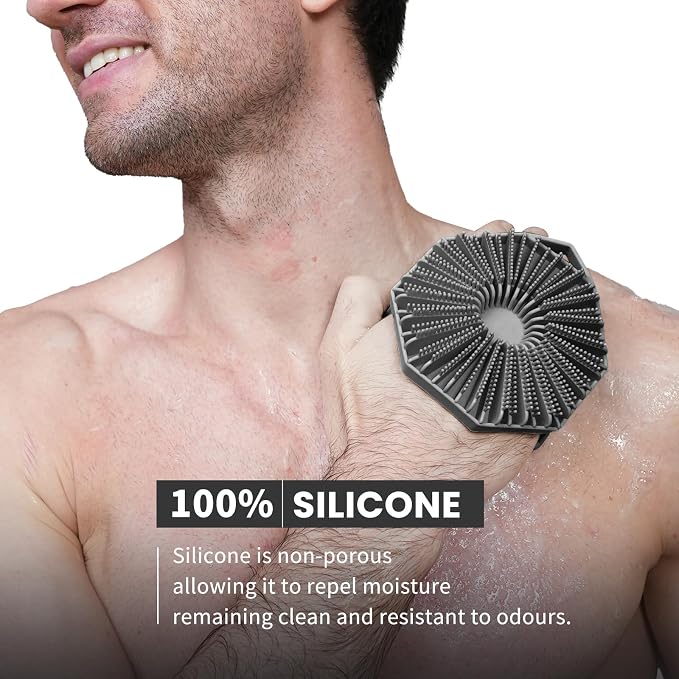 iTokGoK® Premium Silver-Infused 2-in-1 Silicone Body Scrubber, Double-Sided - Image 2