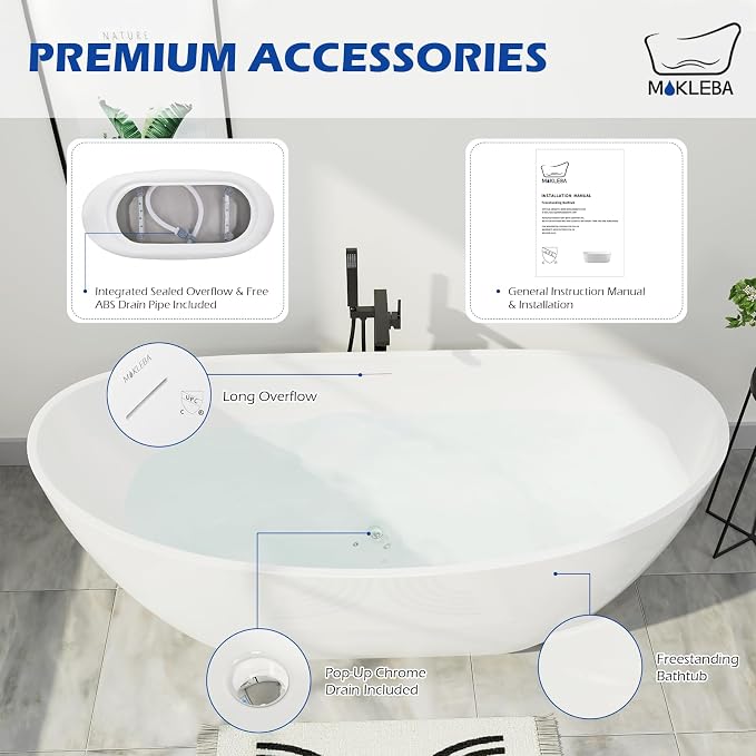 67" Lucite Acrylic Freestanding Bathtub, Double Slipper Shape Contemporary - Image 7