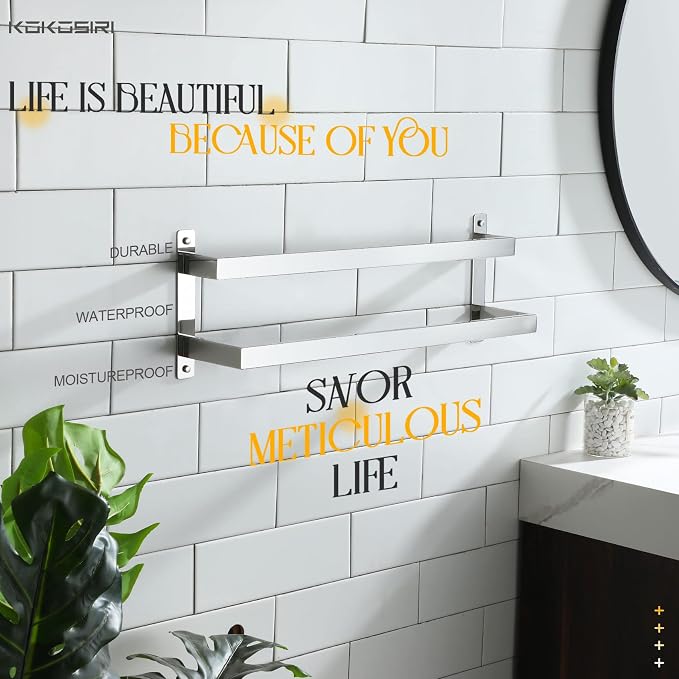 KOKOSIRI Towel Bars Bath Towel Holders 24 Inches Chrome Bathroom 2-Tiers Ladder - Image 7