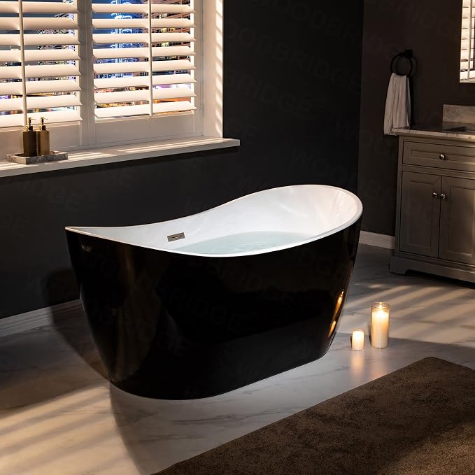 WOODBRIDGE 59" Acrylic Freestanding Bathtub Contemporary Soaking Tub, BTA1816-BN - Image 11