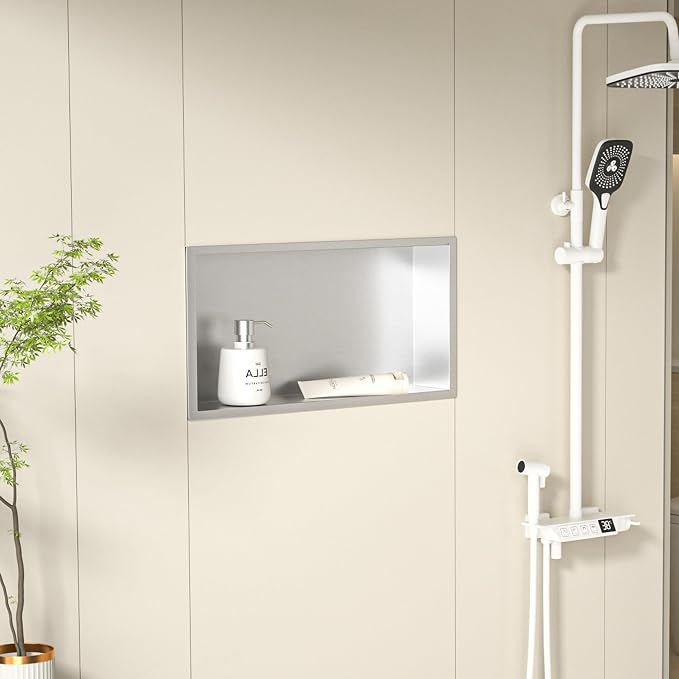Stainless Steel Shower Niche 24" X 12" Brushed No Tile Needed Niche Shower - Image 2