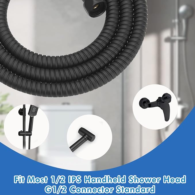 RUMOSE 98 inches Shower Hose Shower Head Extension Hose Extra Long Stainless - Image 9