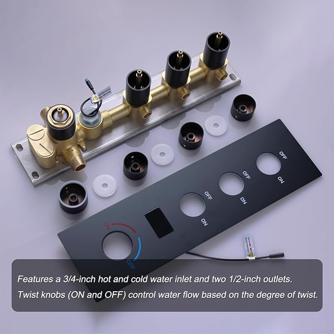 Matte Black Shower System with 6 PCS Body Jet, 8 inch Wall Mount Rain Shower - Image 7