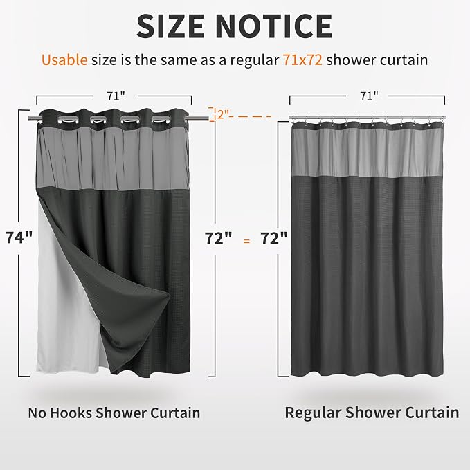 River Dream Heavyweight No Hooks Required Dotted Waffle Weave Shower Curtain - - Image 5
