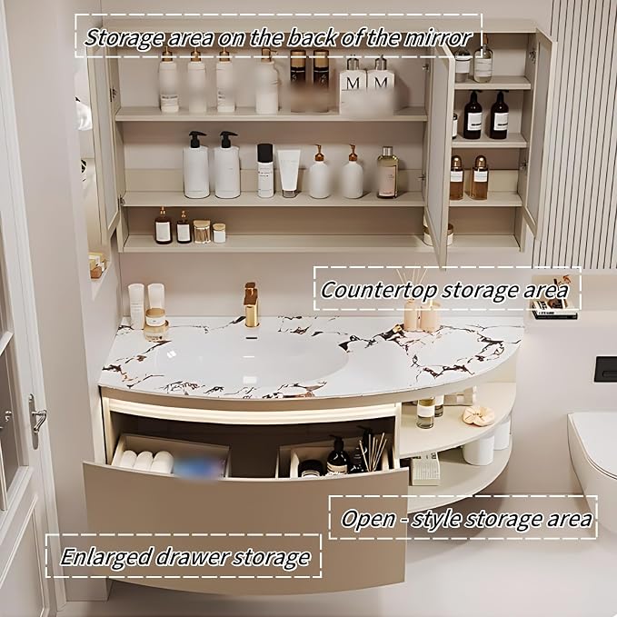 50IN Floating Bathroom Vanity, Wall Mounted Wood Sink Cabinet - Image 5