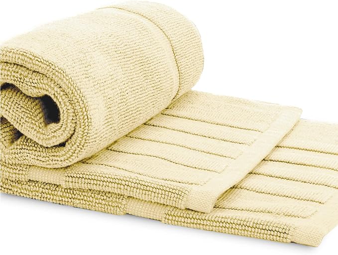 White Classic Luxury Bath Mat Floor Towel Set - Image 2