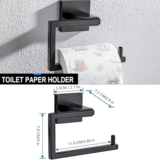 YACVCL 5 Pieces Black Bathroom Accessorie Set 23.6 Inch Towel Bar Set, - Image 4