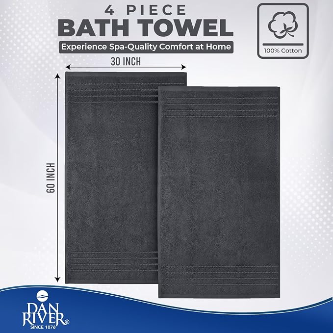 DAN River Extra Large Bath Towels Set of 4, 30 x 60 Inches - Image 3
