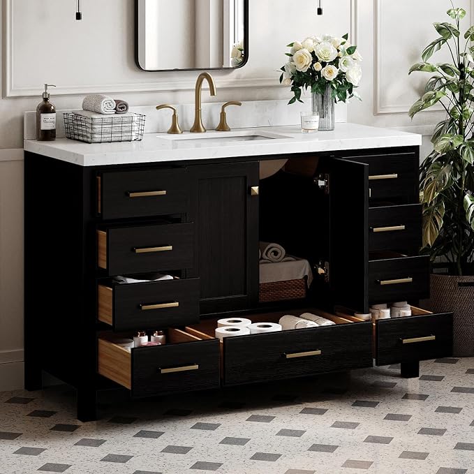ARIEL Cambridge 54 Inch Single Rectangle Sink Bathroom Vanity - Image 2