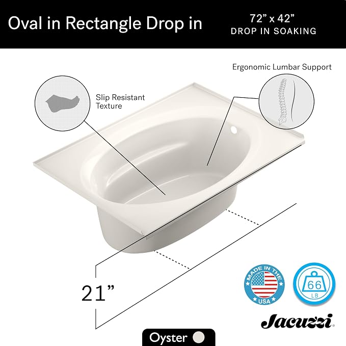 Jacuzzi SIGNATURE Acrylic Drop-In Bathtub, Soaking Sanctuary, Slip Resistant - Image 8