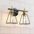 Industrial Bathroom Vanity Lights: 2 Lights Black and Gold Vintage Metal Cage by HAHZT