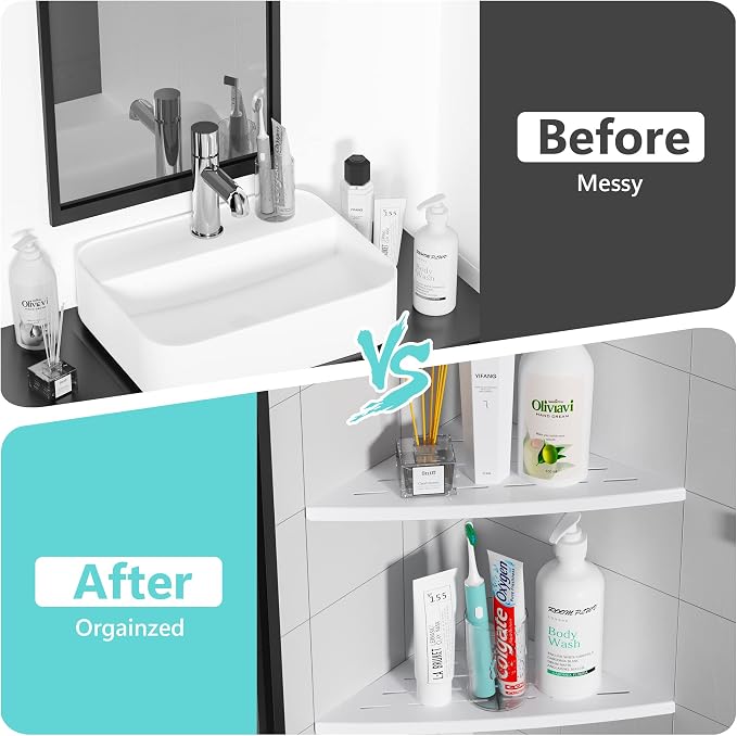 Corner Shower Shelf Matte White, 304 Stainless Steel 11.5” Recessed Corner - Image 7