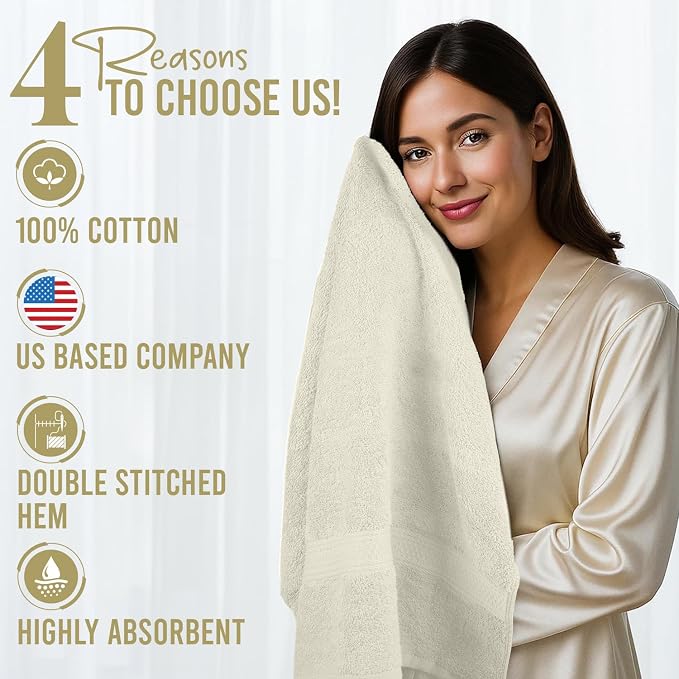 RIVERSIDE 100% Ring Spun Cotton Large Bath Towels Set of 4, 27 x 54 Inches – - Image 4