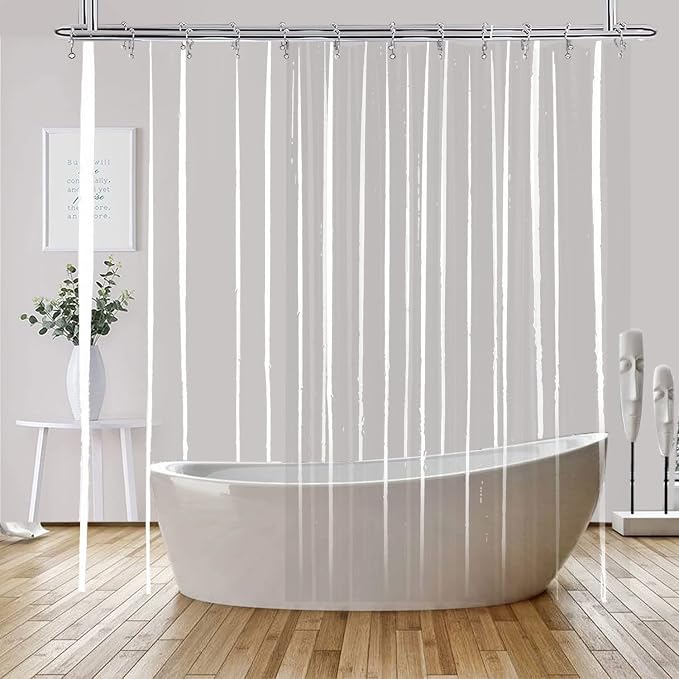 YISURE Clawfoot Tub Shower Curtain, Wrap Around Clear Shower Curtain Liner - Image 2
