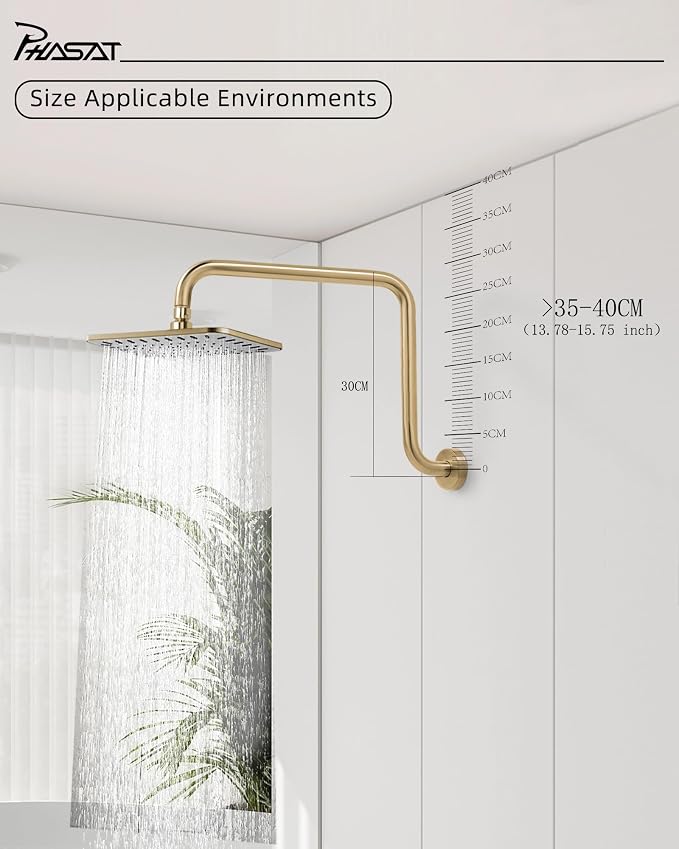 PHASAT S Shaped Shower Arm, High Rise Shower Arm - Image 6