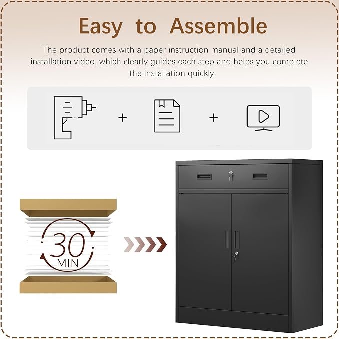 Metal Storage Cabinet, 36 Inch Tall Metal Storage Cabinet - Image 8
