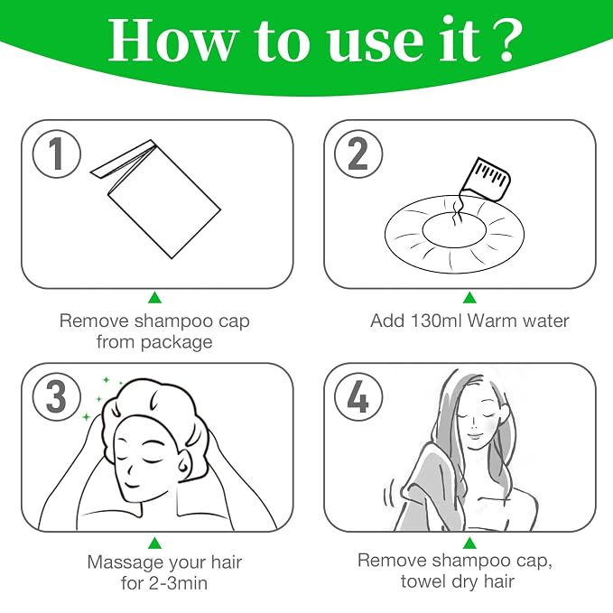 Shampoo Caps No Rinse Waterless Hair Washing Shower Caps 6 Packs - Image 6