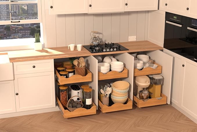 OCG 2 Tier Pull Out Cabinet Organizer, Heavy-Duty Slide out Wood Drawer Shelf - Image 7