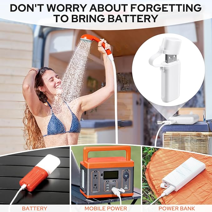Portable Shower for Camping, 4400mAh Electric Portable Camping Shower - Image 4