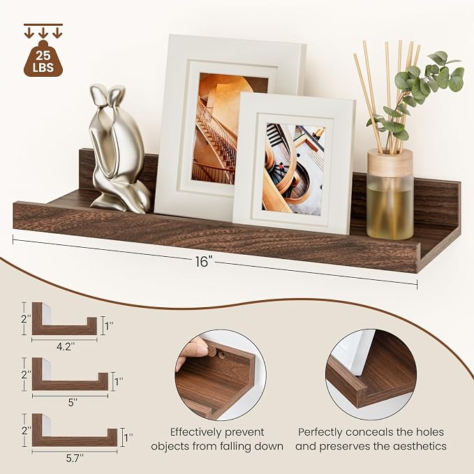 Heimlove Floating Shelves Set of 6, Display Shelf Organizer - Image 3