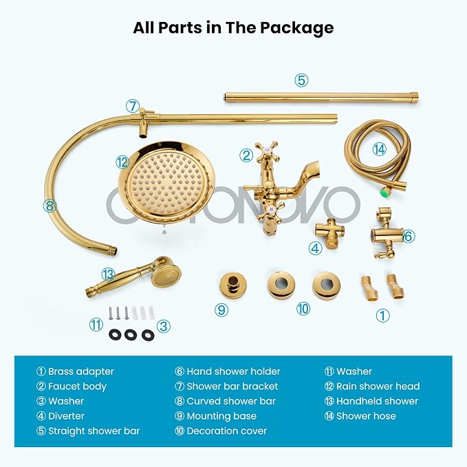gotonovo Bathroom Classic Exposed Shower Faucet Wall Mount Shower System 8 Inch - Image 9