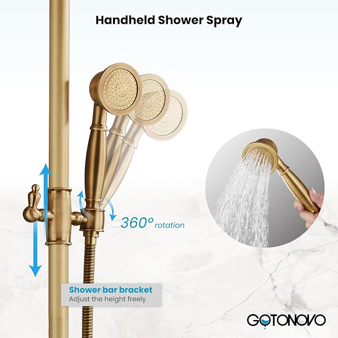 gotonovo Bathroom Classic Exposed Shower Faucet Wall Mount Shower System 8 Inch - Image 5