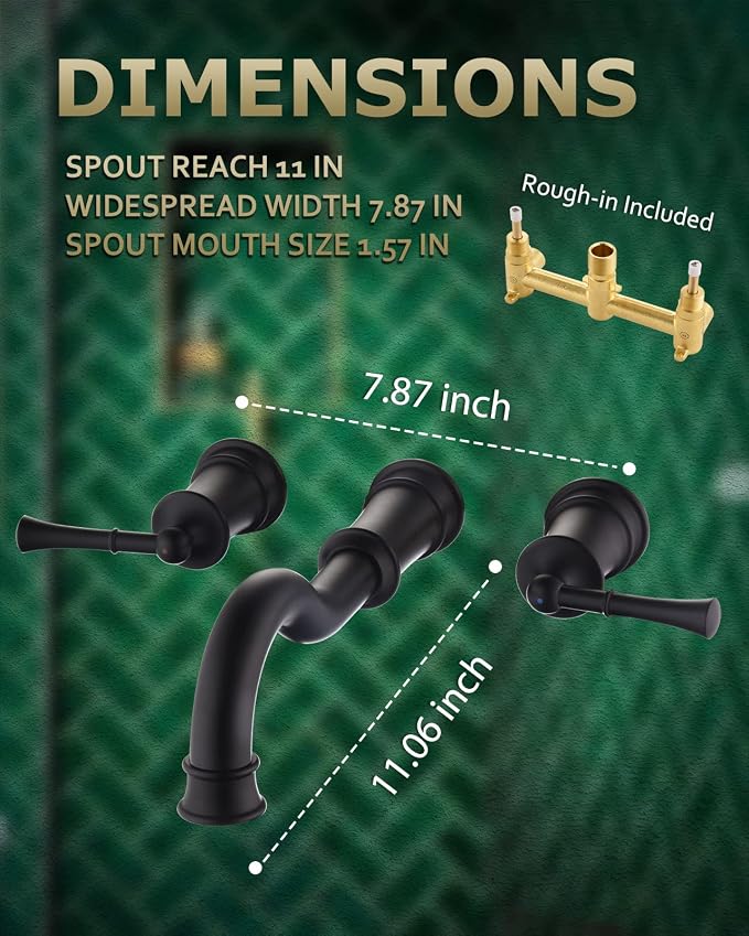 Roman Bathtub Faucet Wall Mount Widespread Tub Filler - Image 6