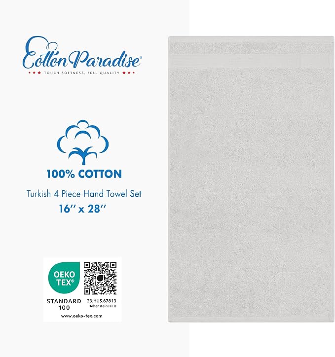 Cotton Paradise Hand Towels for Bathroom, 100% Cotton Turkish 4 Piece Hand - Image 5