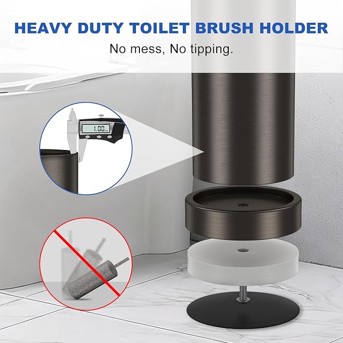 Toilet Brush and Holder Set: 304 Stainless Steel Heavy Duty Toilet Bowl Brush - Image 4