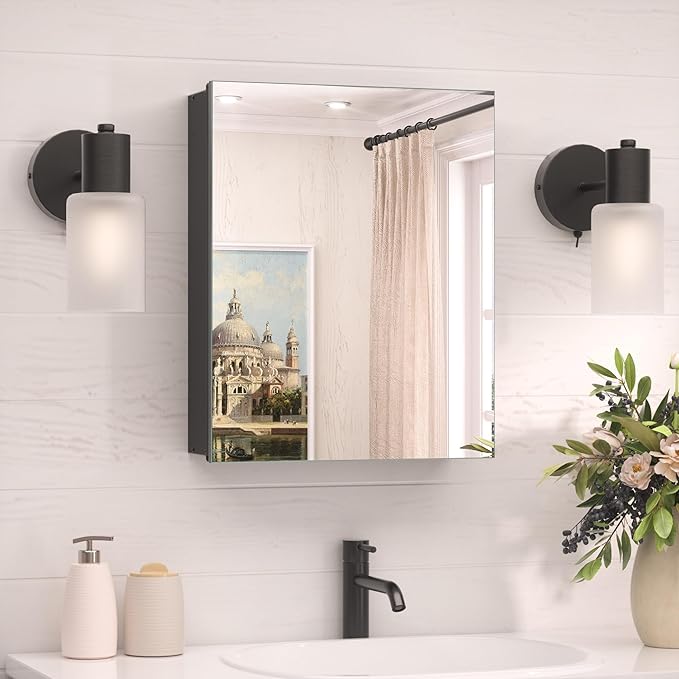 TokeShimi 16 x 20 Surface Mount Medicine Cabinet Aluminum, Tempered Frameless by RefinedBathroomAccessories