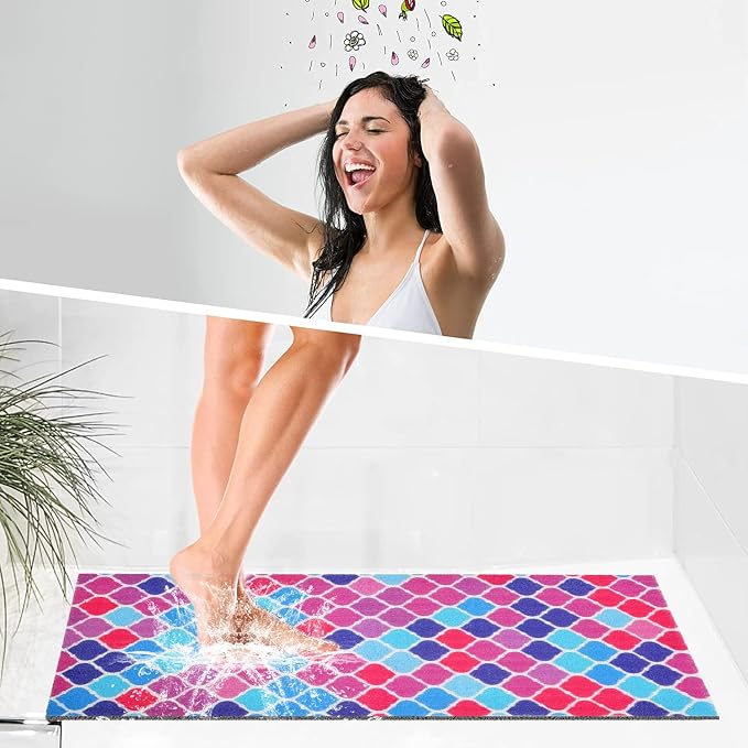 godehone Shower Mats Non Slip Without Suction Cups, PVC Loofah Bathroom Mats - Image 5