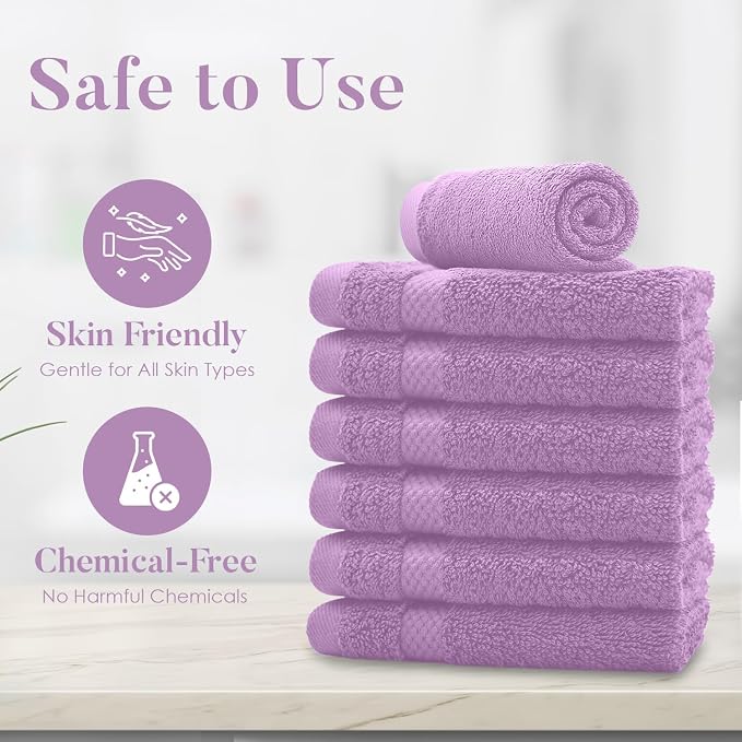 DAN RIVER 12-Pack Premium 100% Cotton Lavendar Face Towels – Reusable Face - Image 8
