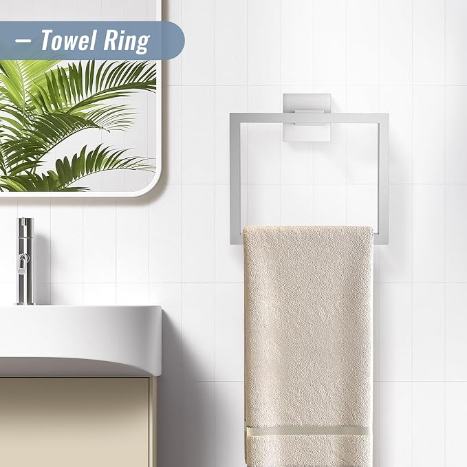 YACVCL 5 Pieces Brushed Nickel Bathroom Accessorie Set 23.6 Inch Towel Bar Set - Image 3