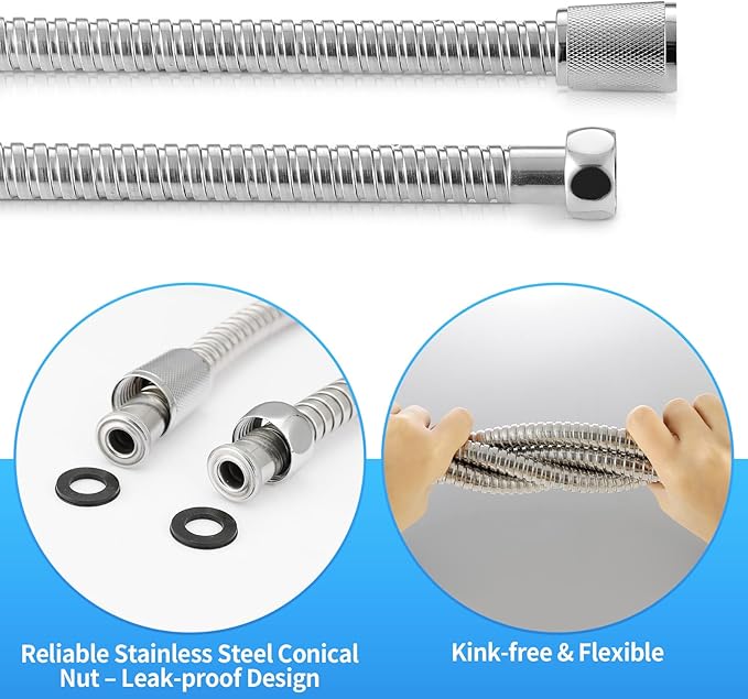 79 Inch Extra Long Stainless Steel Shower Hose - Image 2