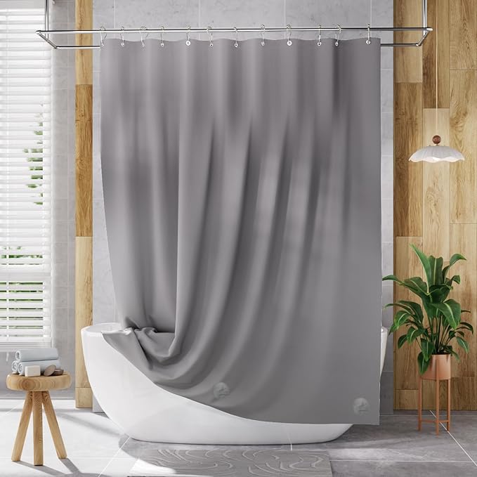 AmazerBath Shower Curtain Liner, 72x72 Grey Shower Liner, Cute Plastic Shower - Image 7