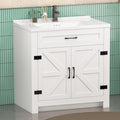 32 Inch Bathroom Vanity with Sink, Small Bathroom Sink Cabinet with 2 Barn Doors by Umeiga