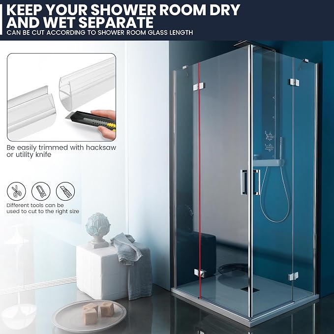 Shower Glass Door Side Seal, for 5/16" Thick Frameless Glass Door, to Stop - Image 8