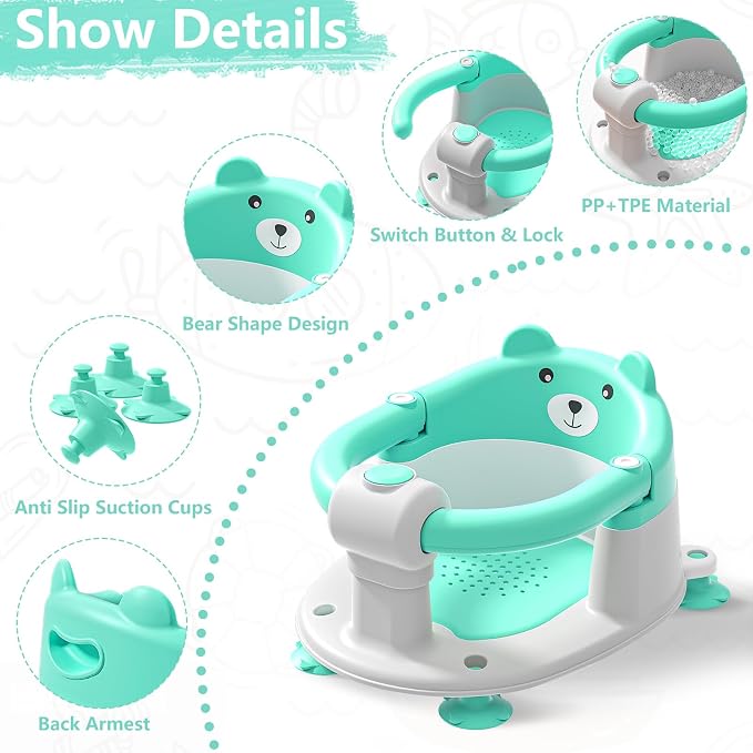 Baby Bath Seats for Babies 6 Months & Up, Infant Bath Chair for Newborn Sitting - Image 2